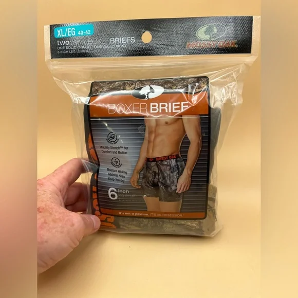 4-ACM New MossyOak Two Pair Boxer Briefs Size XL New Inch Leg Unopened 